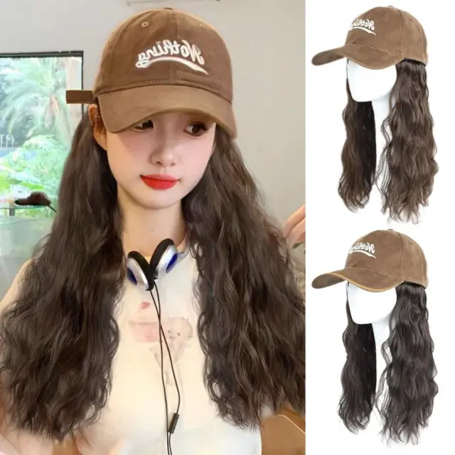 Wig For Women With Long Hair One-piece Lazy Slightly Curly Hair Baseball Cap'