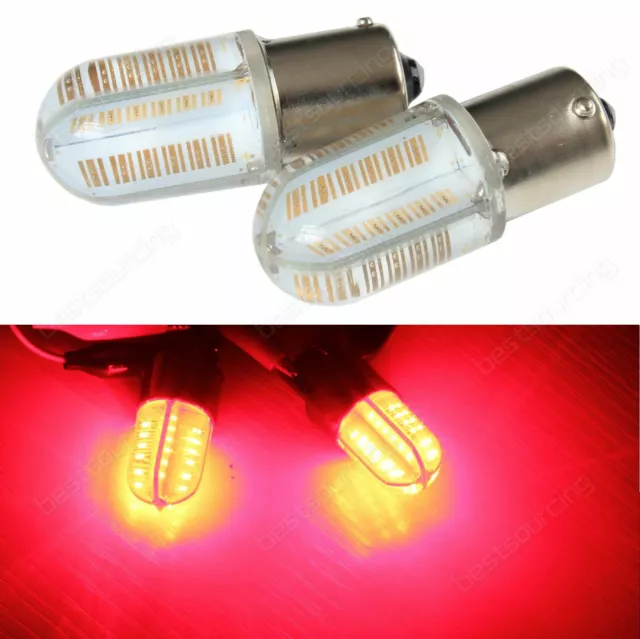 2x R10W 382 1156 BA15s Red COB LED Indicator Side Reverse Tail Stop Light Bulbs