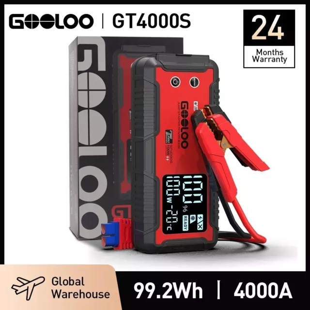 Powerful 4000A Car Jump Starter | 26800mAh Portable Charger | 12V Booster