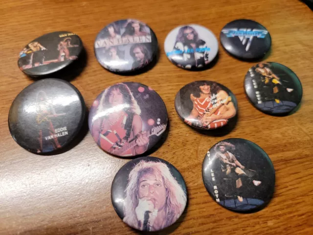 Vintage lot of 10 80's-90's  Van Halen Pinback Buttons rock music