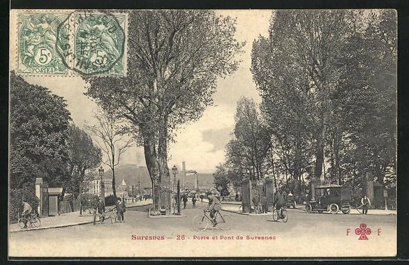 CPA Suresnes, Porte et Pont, vue de la rue 1907