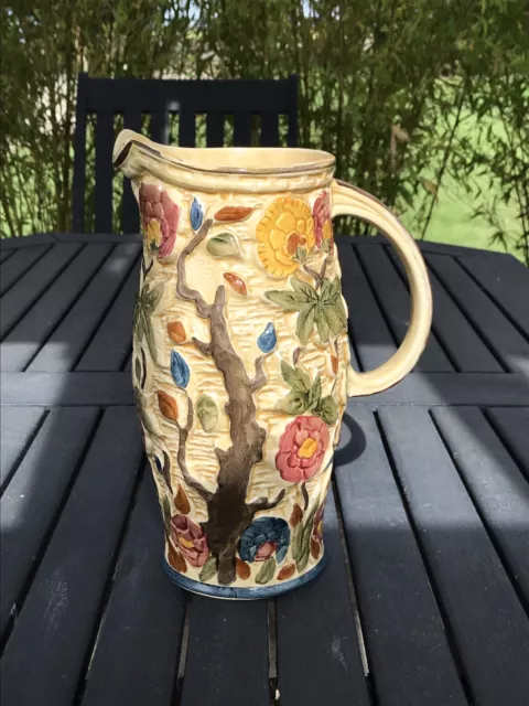 Vintage HJ Wood Indian Tree Hand painted Pitcher/Jug 579 24 Cm  tall VGC