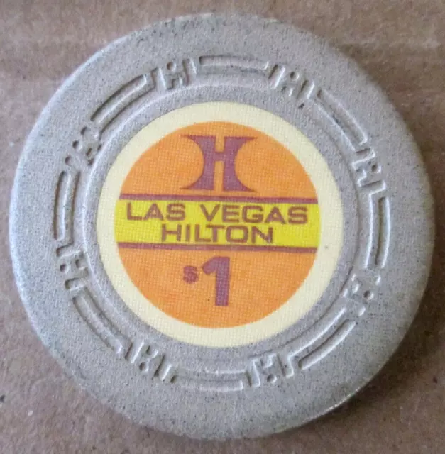 Las Vegas Hilton $1 Poker Chip, 1 1/2", Used