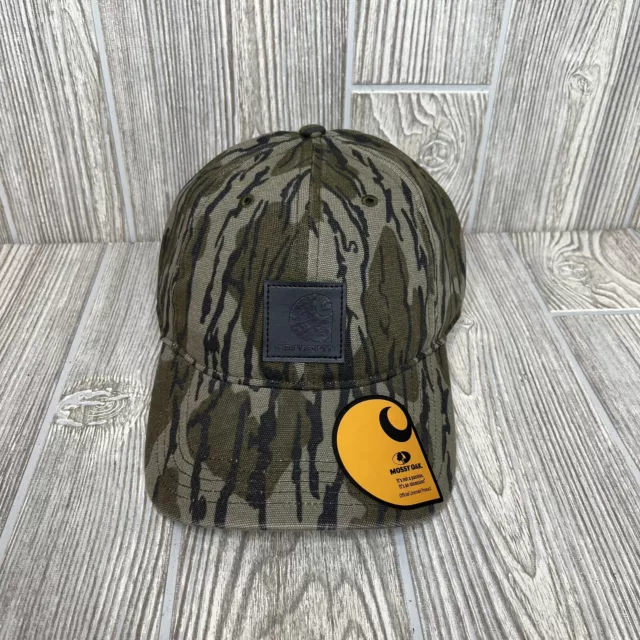 Carhartt Mossy Oak Camo Adjustable Canvas Strap Back Hat Cap Bottomlands Hunting