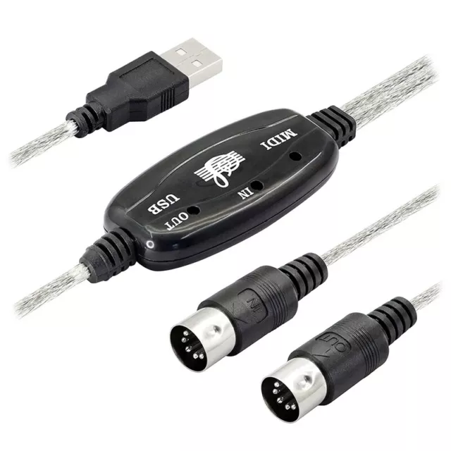 USB MIDI Kabeladapter, USB Typ ein Stecker auf MIDI Din 5 Pin In-Aus Kabel 7045