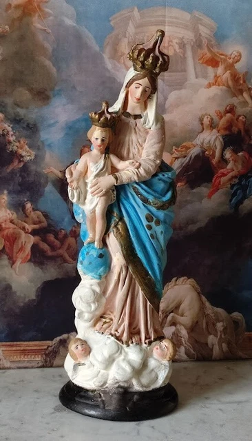 STATUE NOTRE DAME Des Victoires Vierge Marie En Platre Old Our Lady Of ...