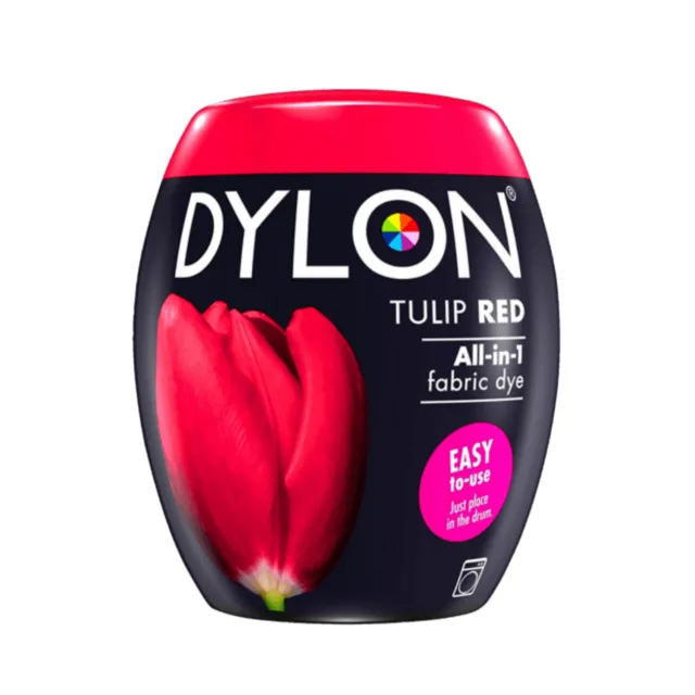 DYLON Pintura de Tela Tulipanes Rojo Color & Reparador para 600g Fabric Dye