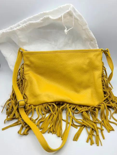 NIQUEA.D Genuine Leather Crossbody/Lemon Yellow Purse/Made in Italy