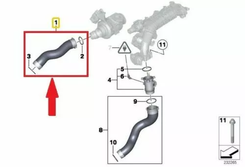 Ladeluftschlauch für BMW 3er Touring (E91) 320d / 320d xDrive 11618513288 Neu 3