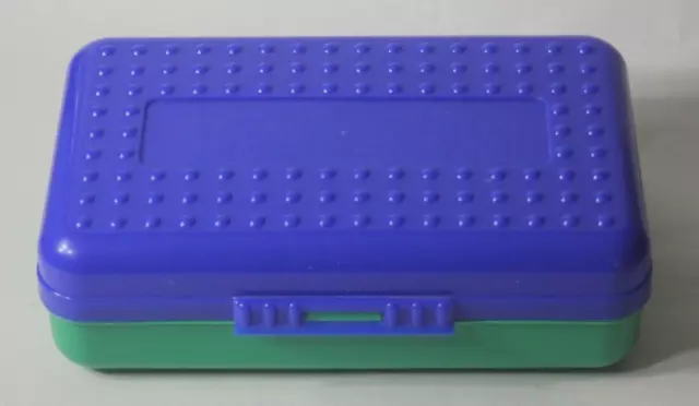 Spacemaker Pencil Box Blue Vintage 90's Plastic Storage Case