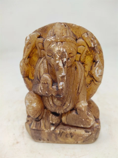 Antique Old Rare Hand Carved Marble Stone Hindu Lord Ganesha Marble Statue