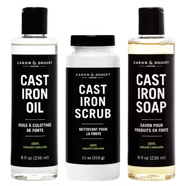 - Ultimate Cast Iron Set Seasoning Oil Cleaning Soap & Restoring Scrub | 100%...