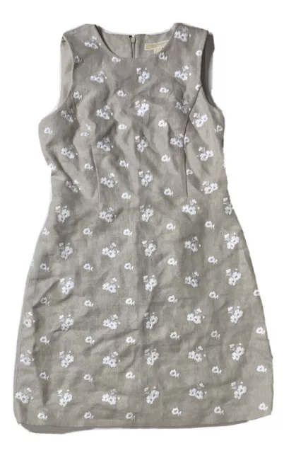 Preowned- Michael Kors Floral Print Linen Sheath Dress Womens (Size 8)