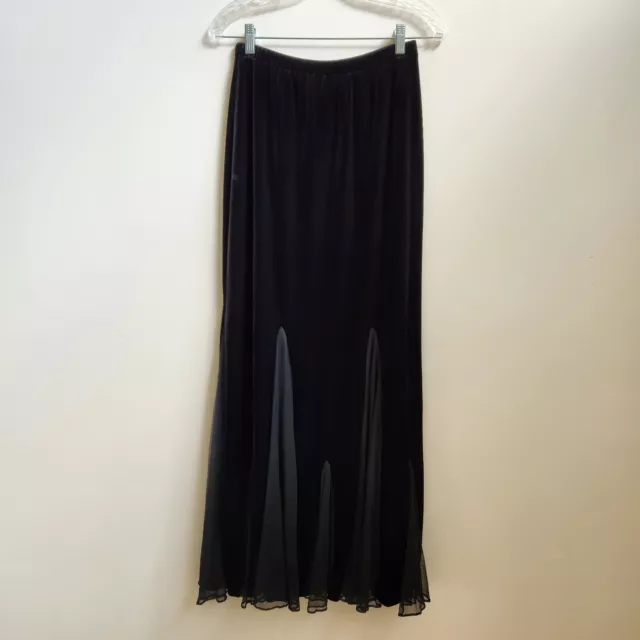 Xscape by Joanna Chen Skirt Women M Women Black Velour Flare Maxi Evening Party