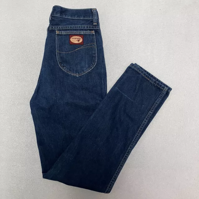 Jeans dritti vintage Wrangler blu campana blu blu anni '60 denim donna W28 L34 (13)