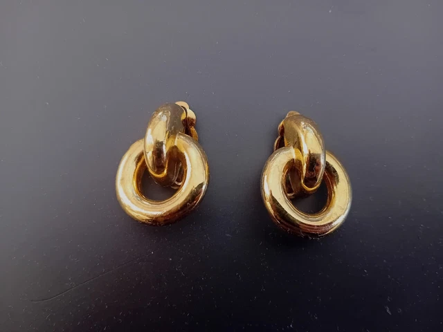 Boucles D'Oreilles Vintage Clips Dorées - Style Michel Buffet - Occasion