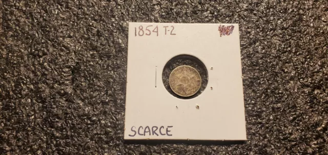 1854 3 Cent Silver Piece, Trime !! Higher Grade !!!
