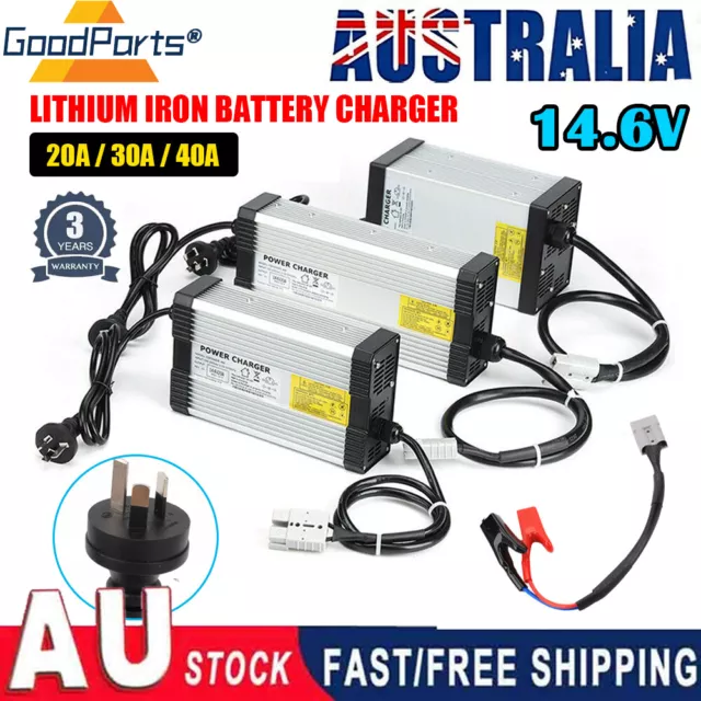 14.6V Lithium 12V 20A/30A/40A AC/DC Battery Charger Fits Lithium Iron LiFePO4 AU