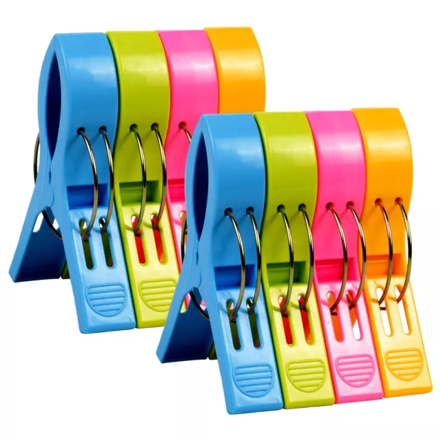 8 Pack Beach Towel Clips Sunbed Large Clothes Pegs Laundry Colourful Clamp Clips