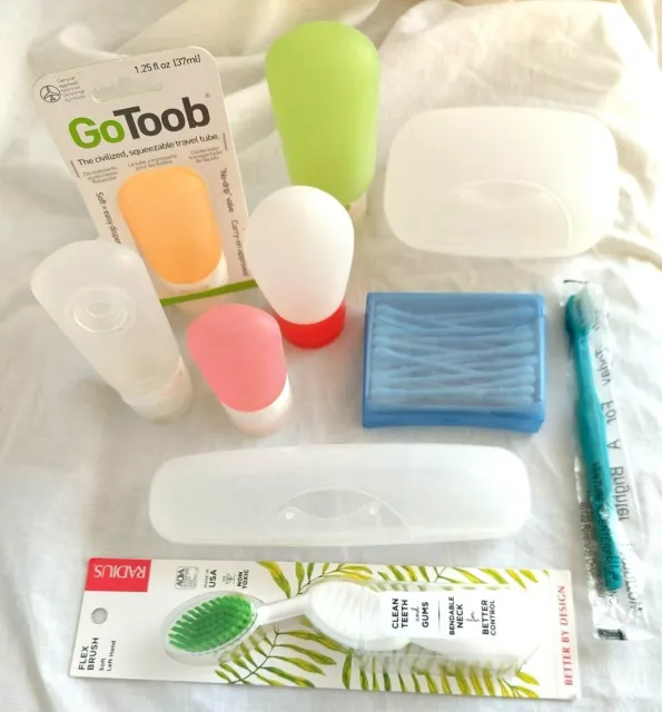 GoToob Travel Toiletry Shave BATH approved 10 PLASTIC carryon fluid TUBES NEW
