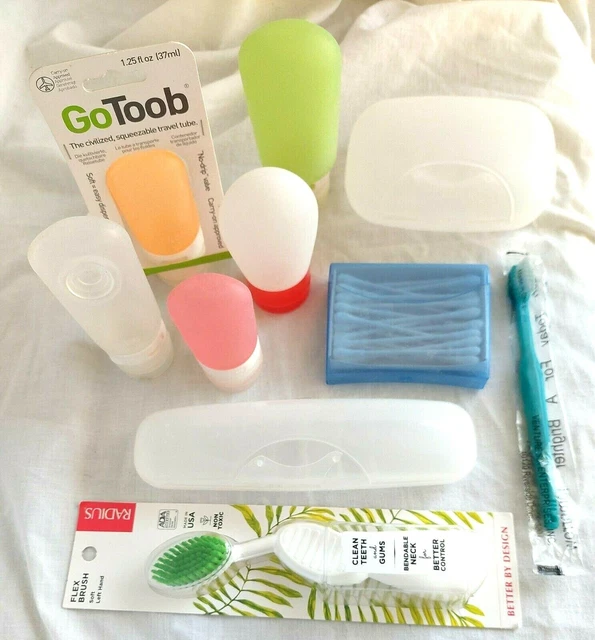 GoToob Travel Toiletry Shave BATH approved 10 PLASTIC carryon fluid TUBES NEW