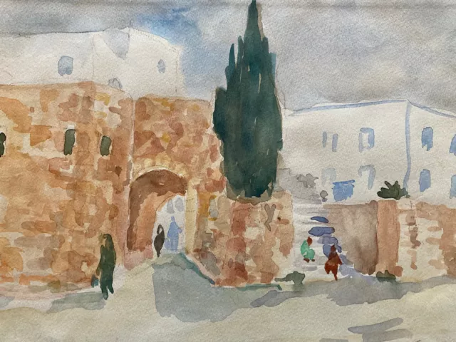 Bonita Pintura Jerusalén Acuarela Georges Massa Camino Nuestro Dama