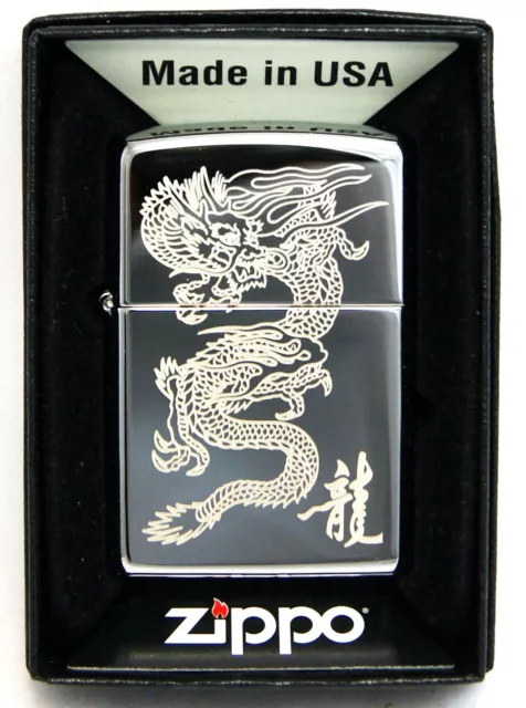 New Zippo Lighter Star Dragon High Polish Chrome MADE IN USA