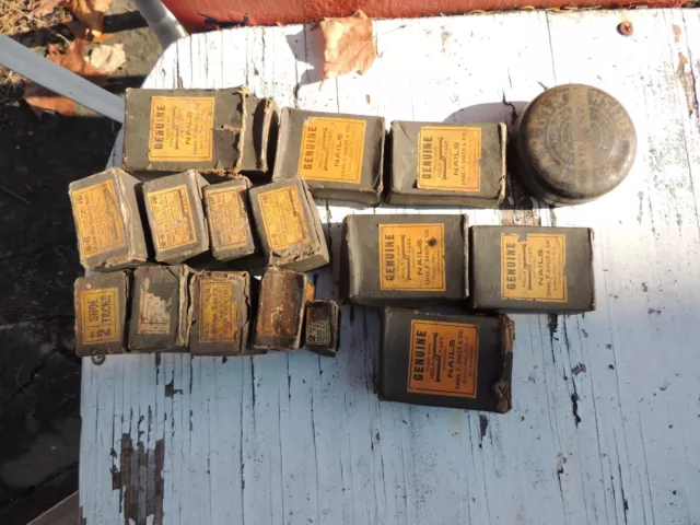 Lot of Vintage shoe sole nails & tacks Hold Fast Chas F Baker & Co Boston MA
