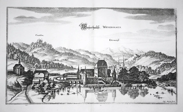 Castello Wyher Ettiswil Willisau Svizzera Incisione Merian 1642