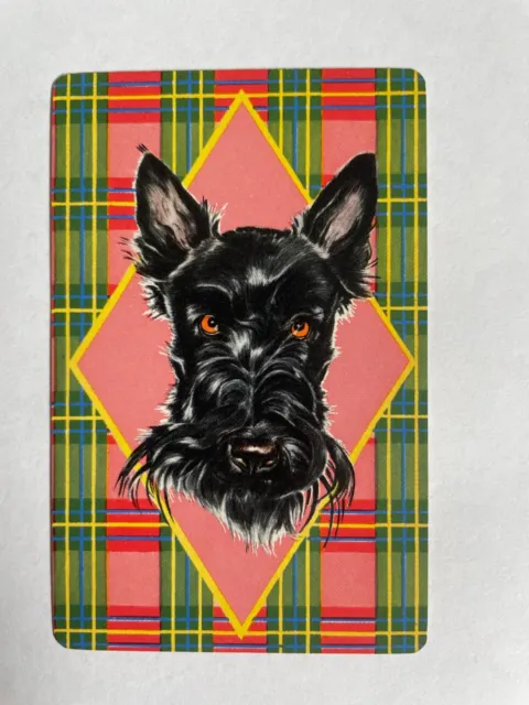 Terrier Dog Head & Patchwork Vintage Retro Art Artist Artwork Swap Playing Card