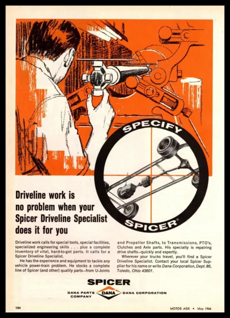 1966 Spicer Driveline Specialist Mechanic Dana Corp Toledo Ohio Vintage Print Ad