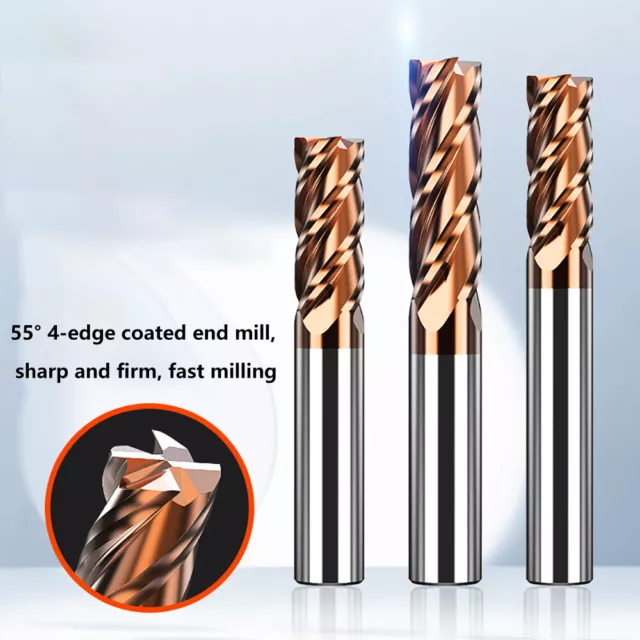 1mm - 20mm Solid Carbide End Mill 4 Flute HRC55 TiSiN Coated Slot Drill