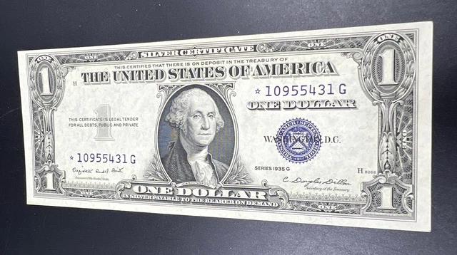 $1 1935 G * Star Note CU UNC Silver Certificate Bill Blue Seal No Motto