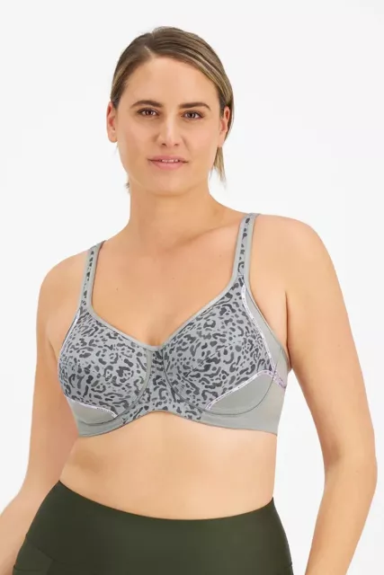 BERLEI - ELECTRIFY UNDERWIRE SPORTS BRA Calming Current Grey Sz 12-18 NEW