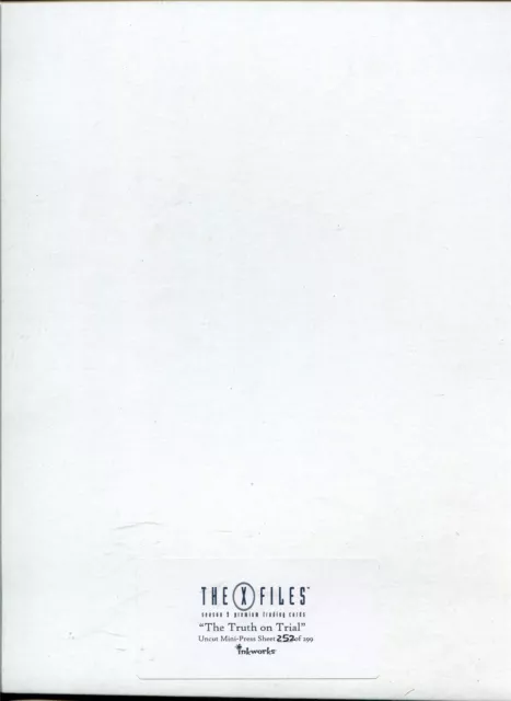 The X Files Season 9 ''Truth On Trial'' Uncut Mini Press Sheet Ltd / 299