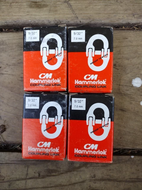 Four Vintage NOS 9/32" CM Hammerlok Coupling Links Made In USA