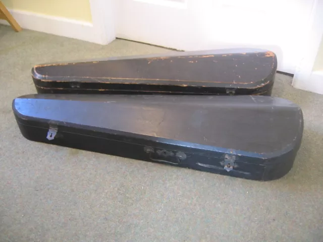 Two Vintage Wood Wooden Coffin Shaped Violin Fiddle Cases - Spares or Repair