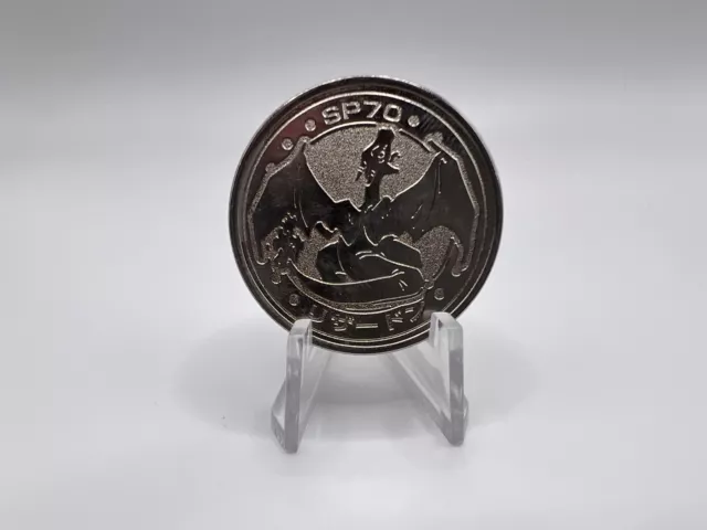 Pokemon Battle Coin Charizard Metal Meiji Silver 1997 Vintage Japanese