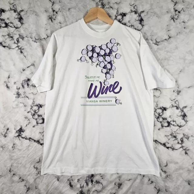 Vintage Hanes Fifty Fifty Mens Viansa Winery Squeeze Me Make Me Wine XL Shirt