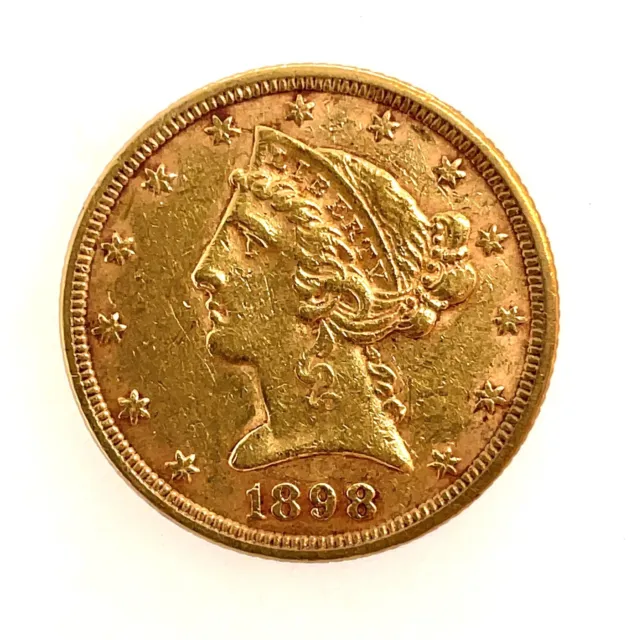 1898 $5 Gold Liberty Head Half Eagle  U.S. Coin