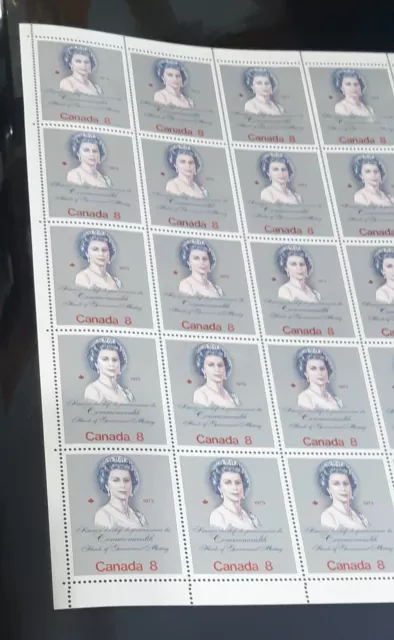 Canada Stamp #620i - Full Sheet, Full Pane, Queen Elizabeth II (1973) 8¢ HB 2