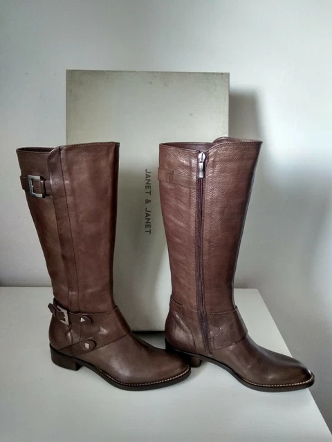 JANET JANET Stivali Donna Pelle T.moro Con Zip N. 37 EUR 49 00