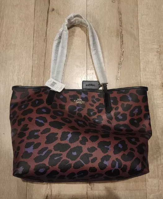 NWT AUTH Rare Coach Reversible City Tote Sig Canvas W Ms Pac-Man Print $398