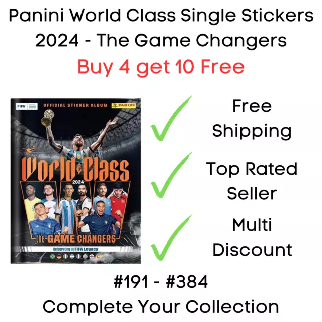 Panini World Class Stickers - #191 - #384 Game Changers 2024 - Buy 4 get 10 Free