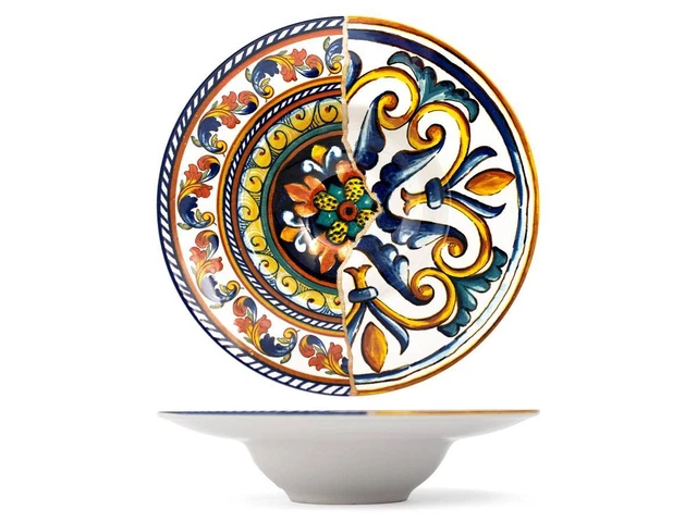 H&H Pearl Porcelain Soup Plates Set Of 4 | 19 Cm | Modern Nordic Design | 3 Assorted Colours (Ivory, Blue, Green) | Dishwasher Safe - View #9