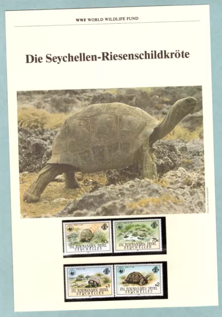 Riesenschildkröte ** Wwf  ** 4 Briefmarke + 4 Info Blätter Aus Seychellen  1985