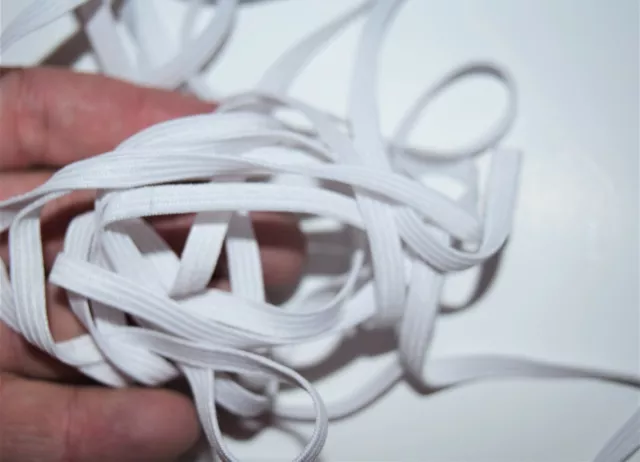 10 yards Elastic Band 3mm(1/8") Trim/Spandex make mask string braided White US