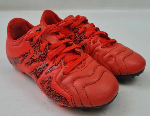 Boys Junior adidas X 15.3 Orange Leather Football Boots Moulded Studs Size 11