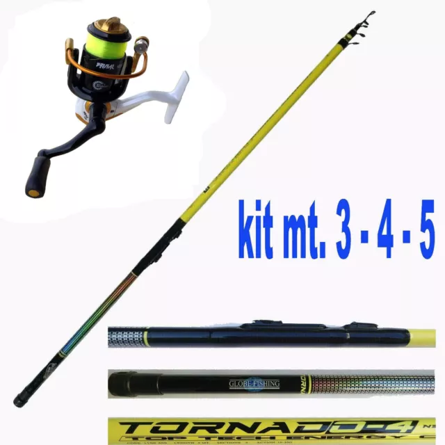 Kit Canna Bolognese+Mulinello Filo Omaggio Pesca Trota Lago Mare Fondo Fili Gall