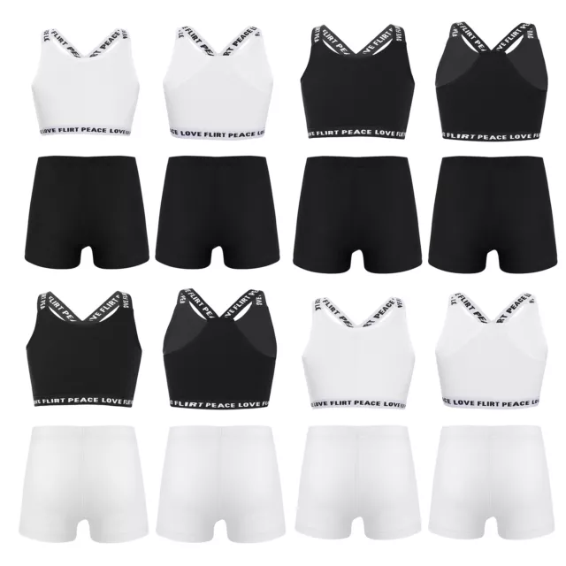 Girls Activewear Set Summer Tracksuit High Waist Kids Sports Outfits Tank Tops